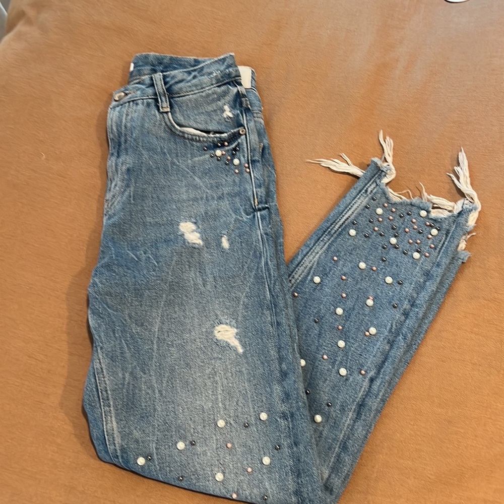 ZARA pearl embellished jean